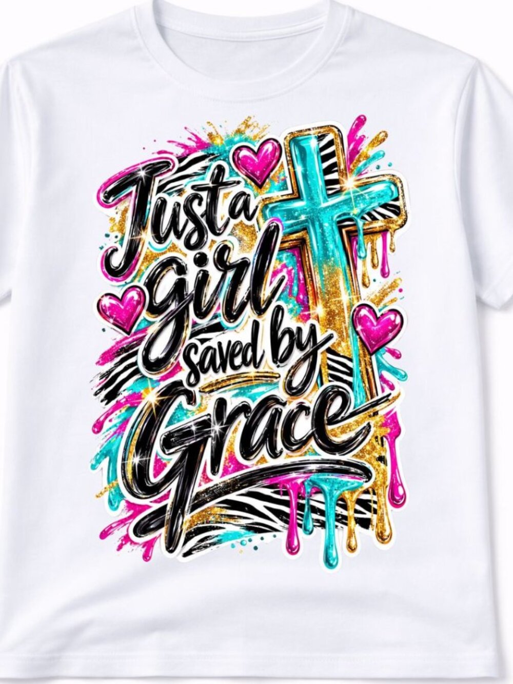 Girl Saved By Grace Graphic T Shirt Trendy Short Sleeve Tee Womens Tops White